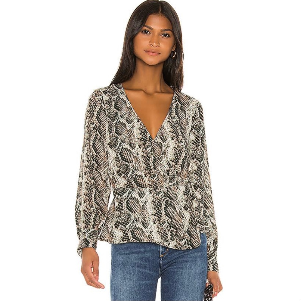 Cupcakes and Cashmere Jasper Snake Wrap Top